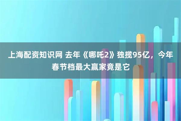 上海配资知识网 去年《哪吒2》独揽95亿，今年春节档最大赢家竟是它